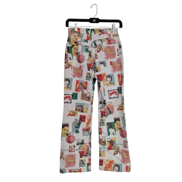 REFORMATION High-Rise Straight Leg White Jeans Colorful Comic Graphic 23 Small - Picture 3 of 9